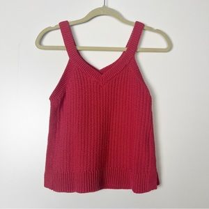 Madewell red knit vneck tank top